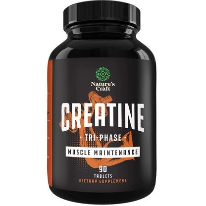 High Strength Tri Phase Creatine Pills - Muscle Mass Gainer and Muscle Recovery Creatine HCL Pyruvate and Creatine Monohydrate Pills - Optimal Muscle Builder Creatine Pre Workout for Women and Men