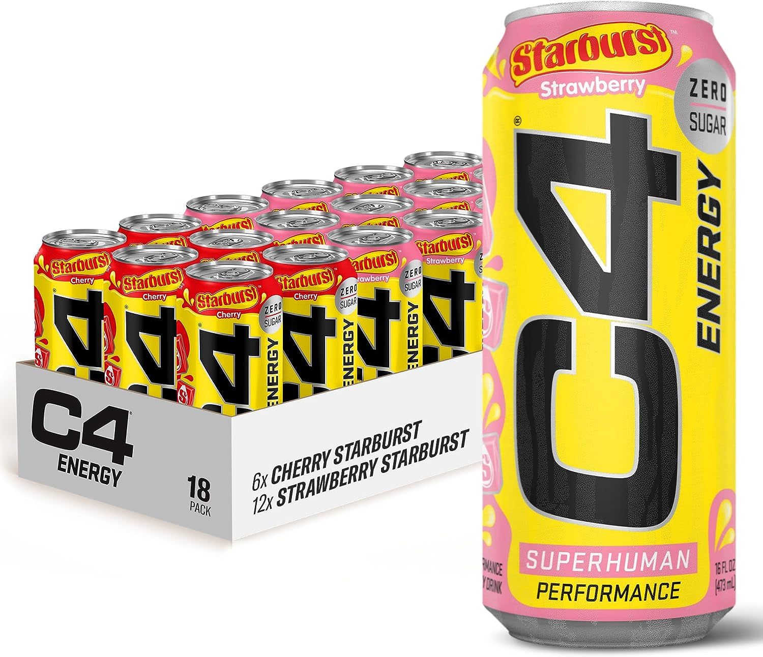 Cellucor C4 Energy Drink, Skittles, Carbonated Sugar Free Pre Workout Performanc