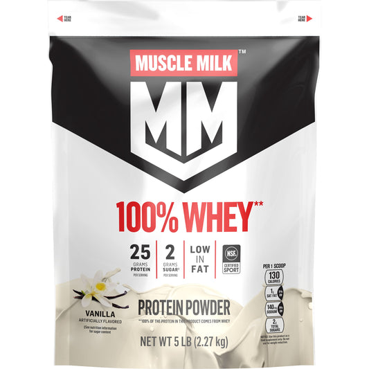 100% Whey Protein Powder, Vanilla, 5 Pound, 66 Servings, 25G Protein