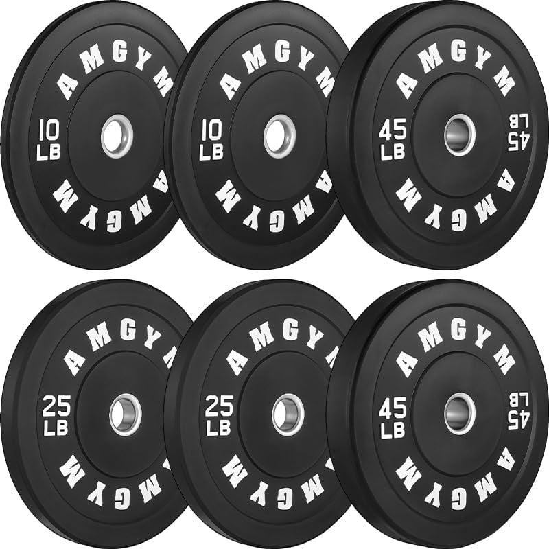 Steel Weight Plates Free Weights Bumper Plates 10-500Lbs Rubber Coated 2 Inch Barbell Weight Sets Home Gym Bumper Plates Sets for Strength Training & Weight Lifting