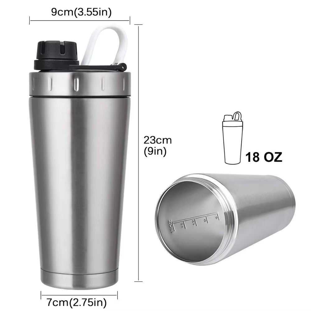 Customized Protein Shaker Bottle Stainless Steel Water Cup Double Wall Vacuum Insulated Bottle Leak Proof Sport Drinkware 20Oz